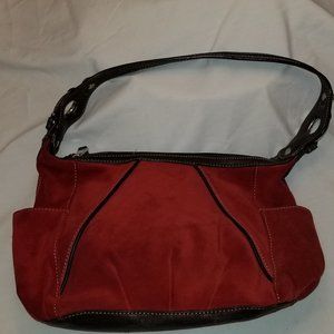 deep red leather suede Tignanello bag